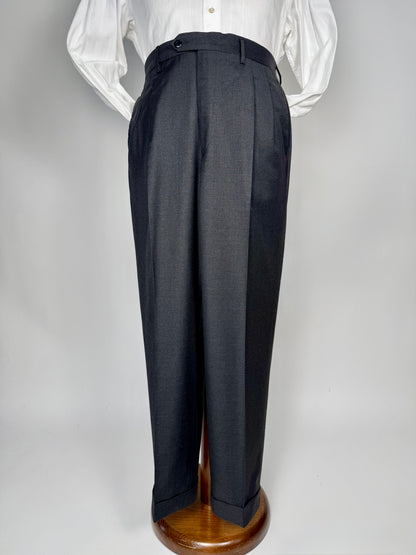 Pantaloni flanella pettinata grigio tess. Loro Piana Tasmania - tg. 54
