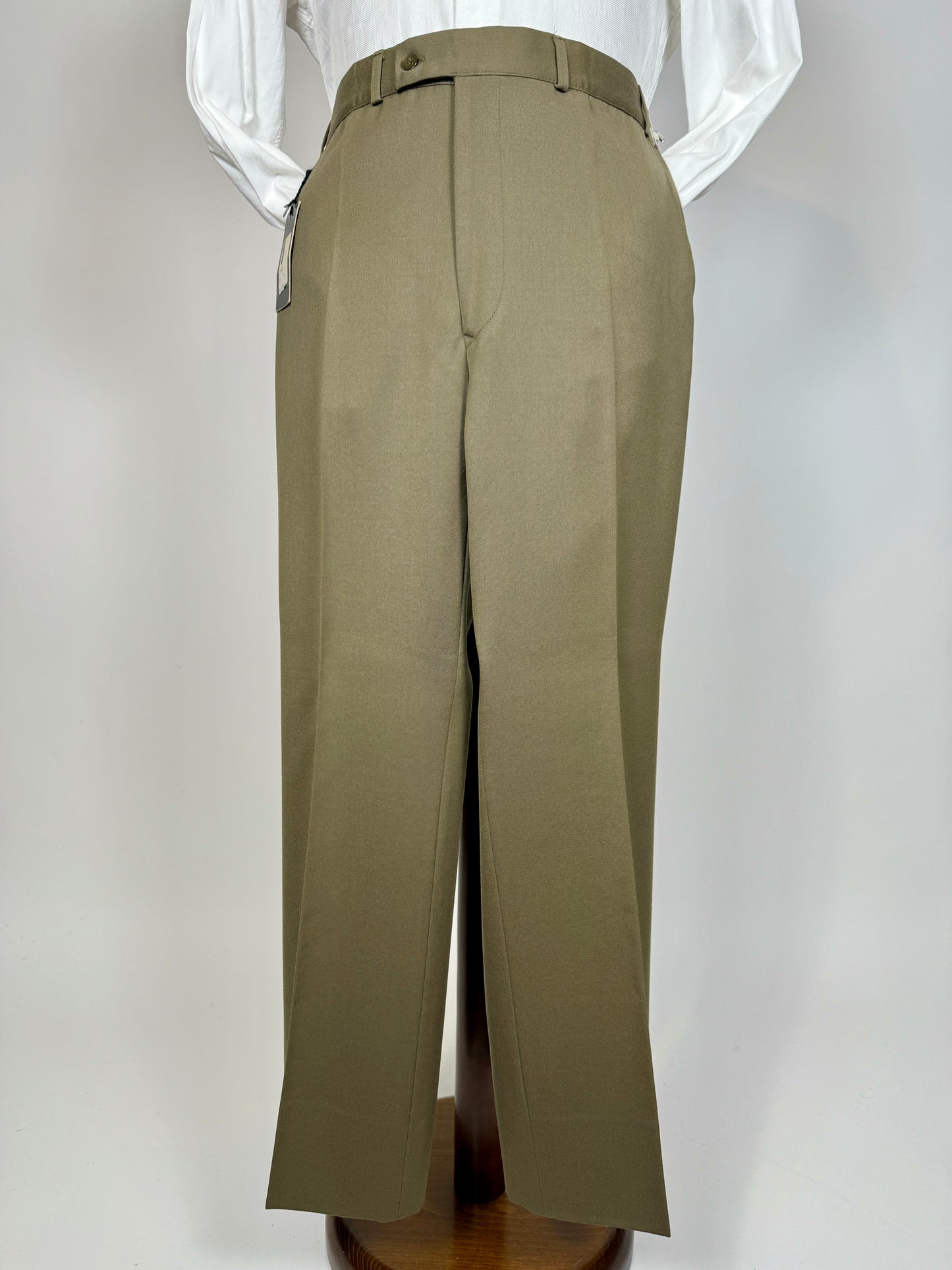 Pantaloni anni ‘70 lana pettinata cachi (NOS) - tg. 50/52