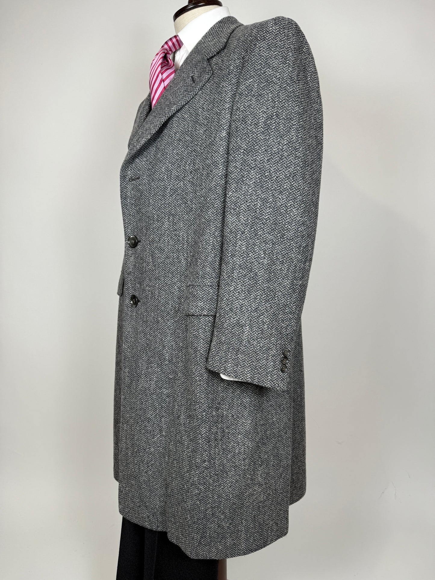 Cappotto anni ‘60/‘70 tweed spigato/chevron - tg. 52-54