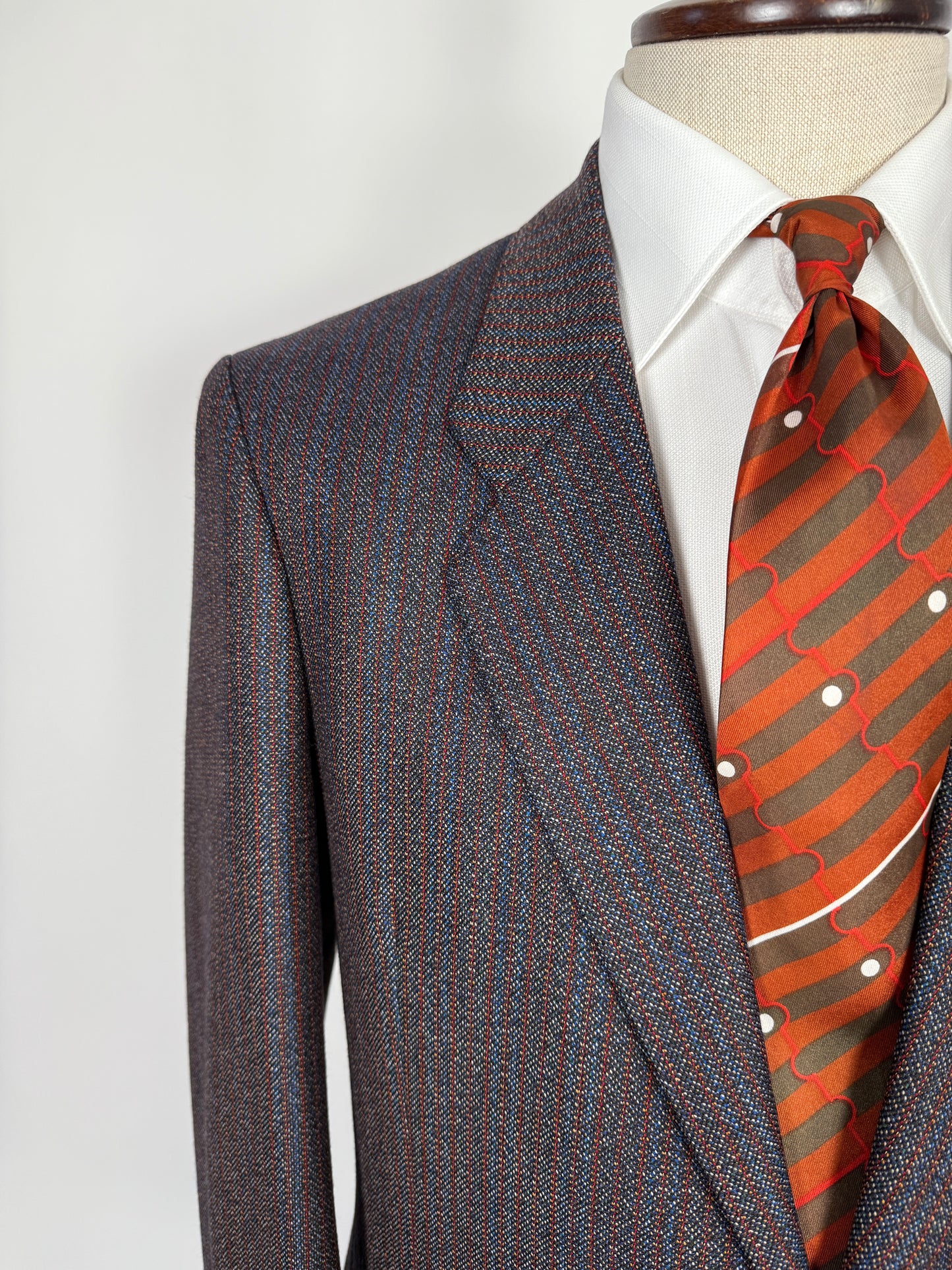 Completo sartoriale anni ‘70 rosso e blu sale-pepe - tg. 50