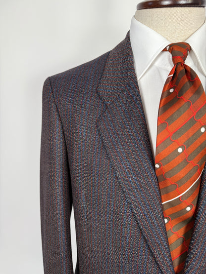 Completo sartoriale anni ‘70 rosso e blu sale-pepe - tg. 50