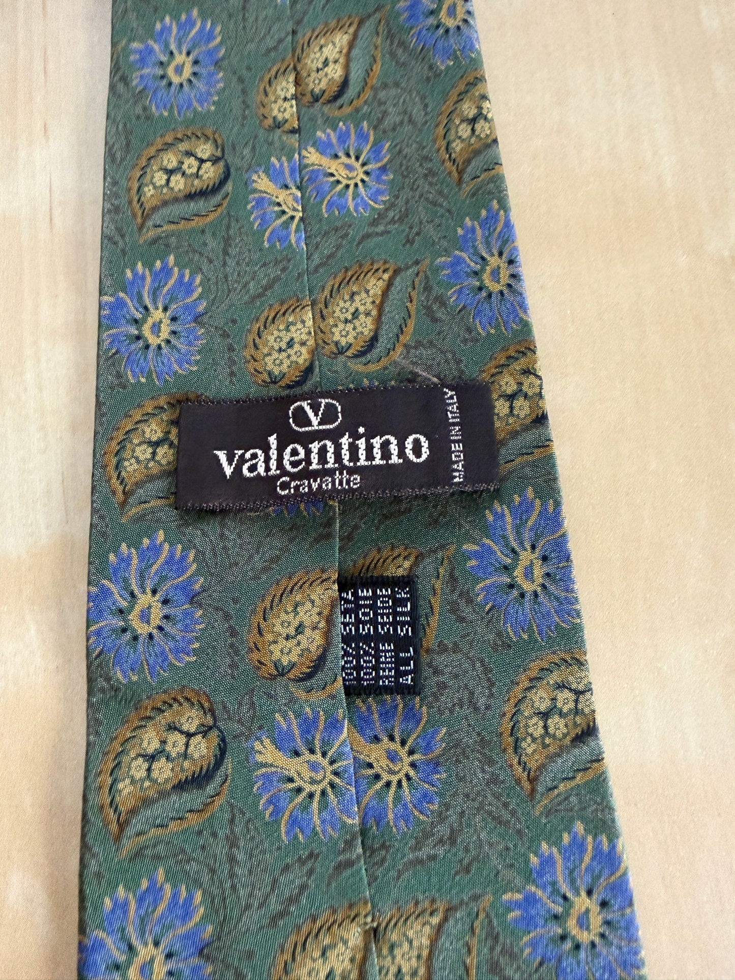 Cravatta Valentino crêpe verde fantasia floreale