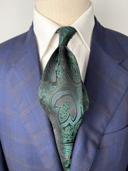 Cravatta verde floreale jacquard