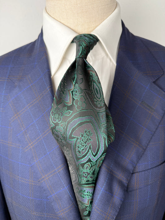 Cravatta verde floreale jacquard