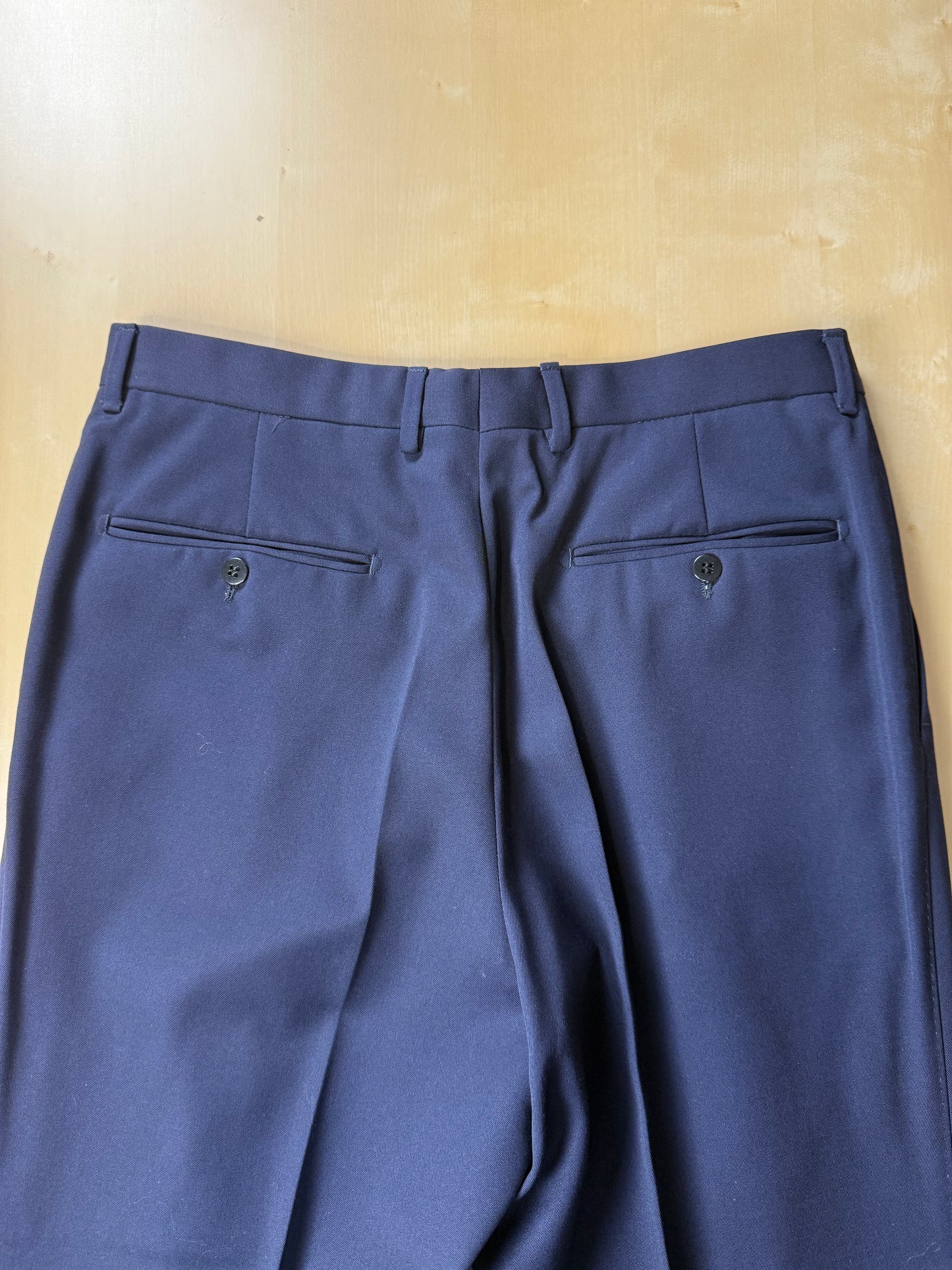 Completo doppiopetto anni '70/'80 twill lana pettinata blu - tg. 48