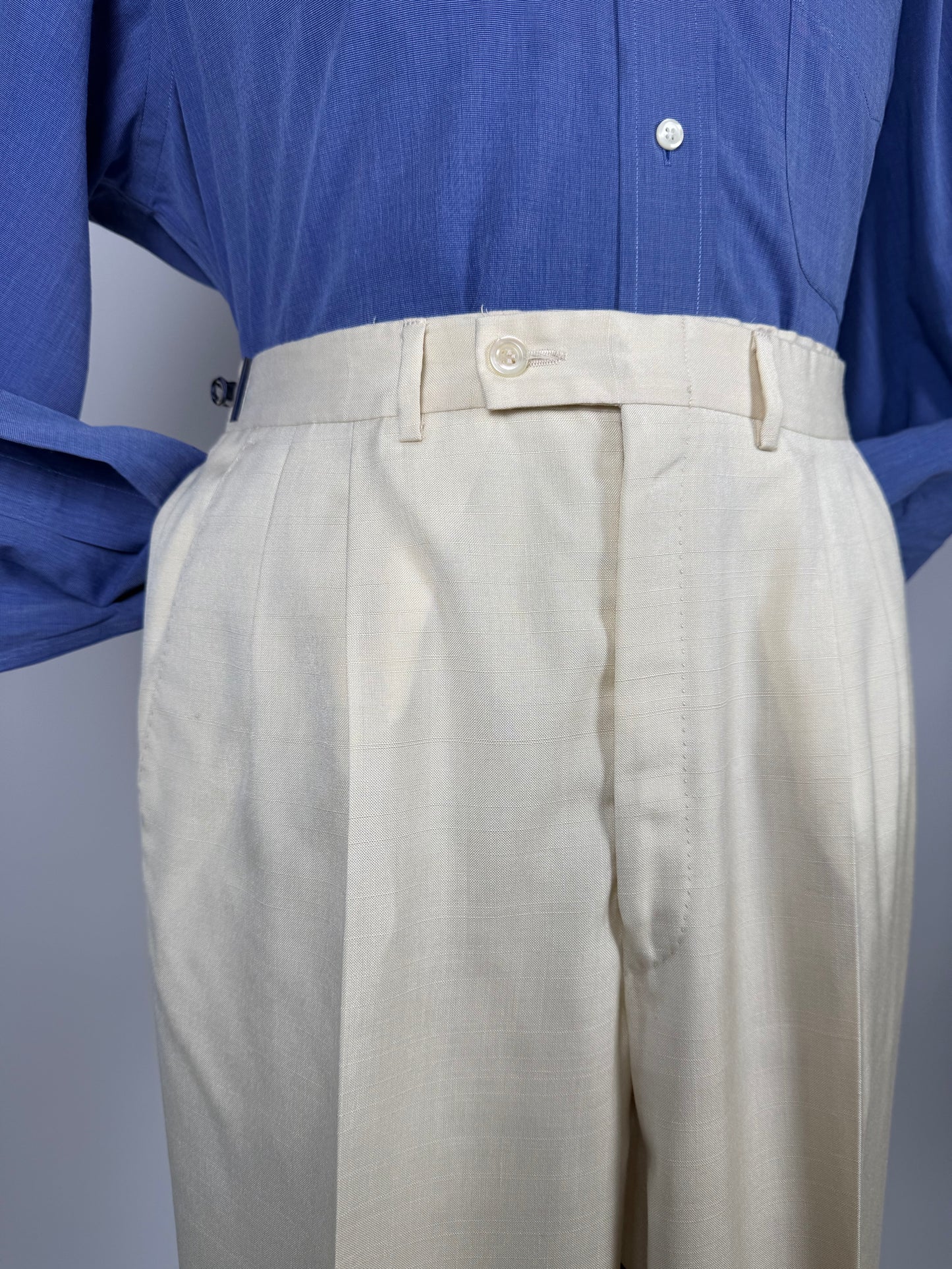 Pantaloni anni '70 misto seta color avorio - tg. 44/46
