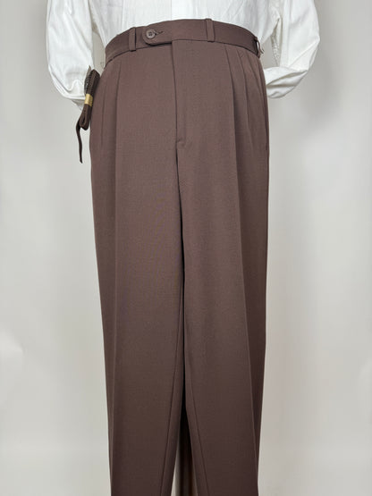 Pantaloni anni ‘80 in twill di lana color cioccolato (NOS) - tg. 44