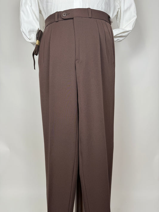 Pantaloni anni ‘80 in twill di lana color cioccolato (NOS) - tg. 44