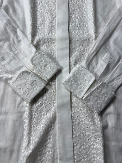 Camicia da sera anni ‘70 con ricamo - XXS, collo 38