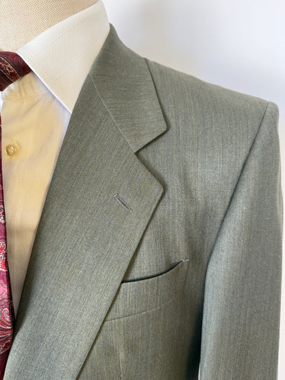 Completo anni ‘80 in lana pettinata verde mélange - tg. 48