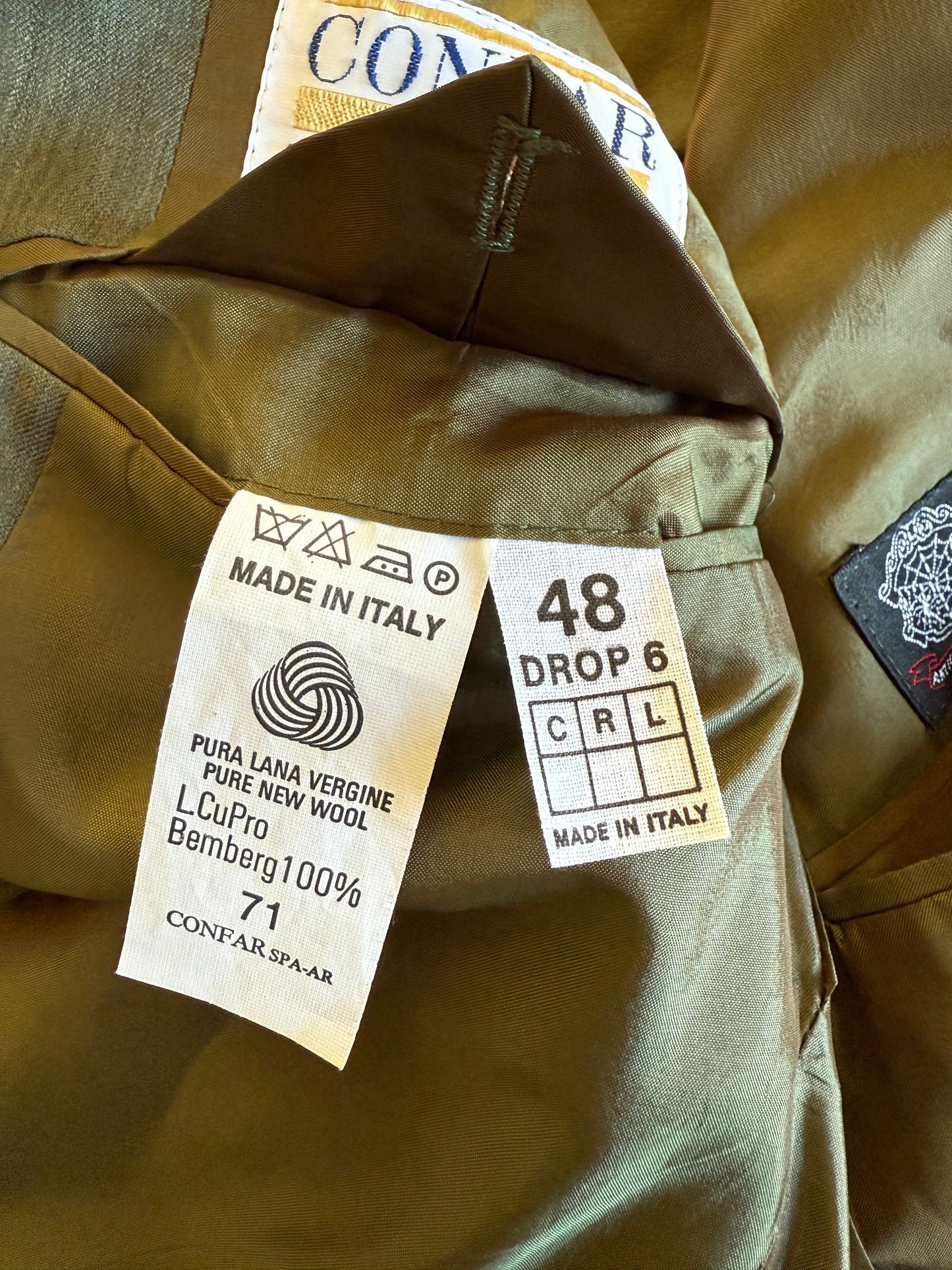 Completo anni ‘80 in lana pettinata verde mélange - tg. 48