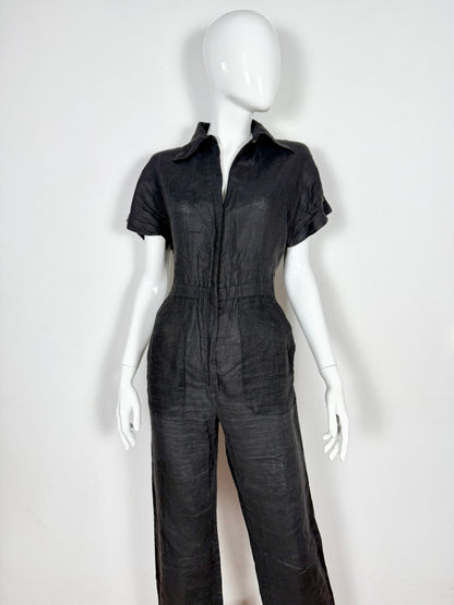 Tuta in lino nera anni ‘70 - tg. 44
