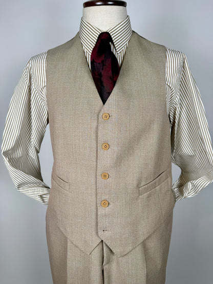 Completo 3 pezzi anni ‘70 hopsack beige - tg. 50/52 drop basso