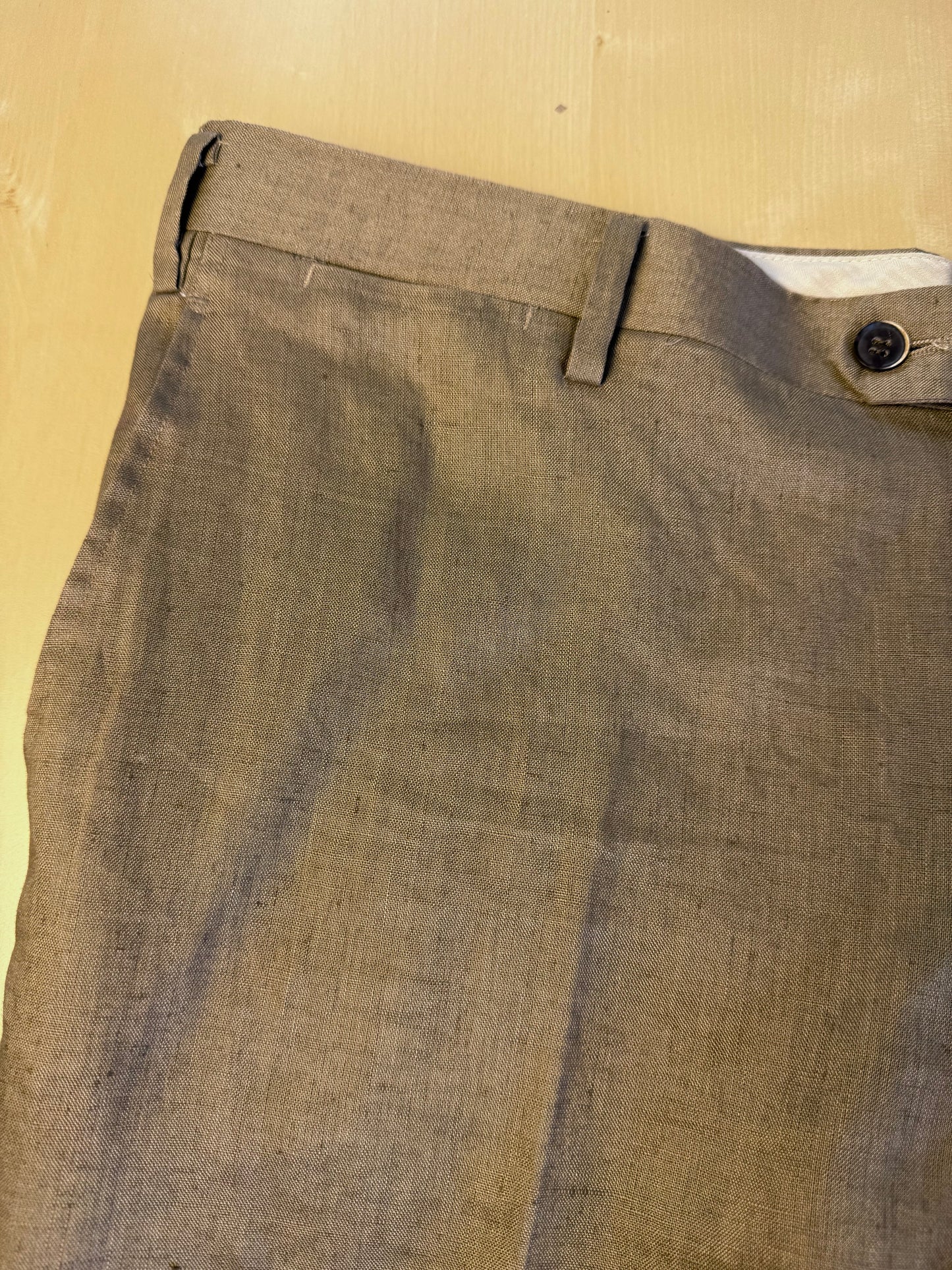 Pantaloni in lino marrone tabacco anni '90 (NOS) - tg. 56
