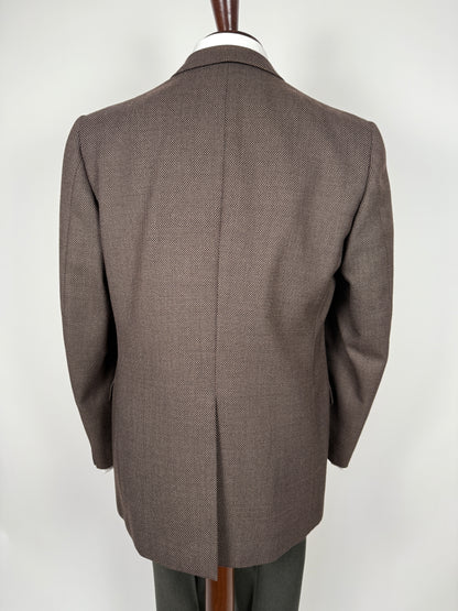 Giacca anni ‘60 marrone in lana occhio di pernice - tg. 50