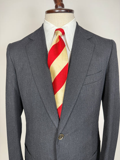 Completo su misura De Paz anni ‘70/‘80 antracite spigato - tg. 46/48