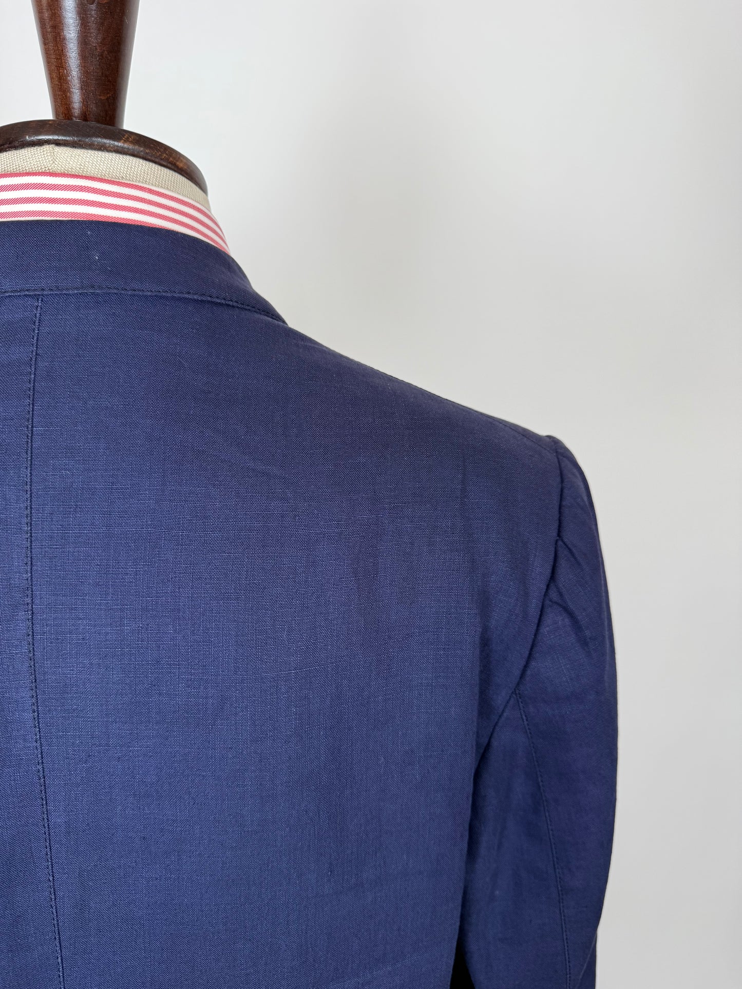 Completo sartoriale anni '70 in lino blu stile workwear - tg. 54