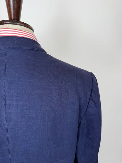 Completo sartoriale anni '70 in lino blu stile workwear - tg. 54