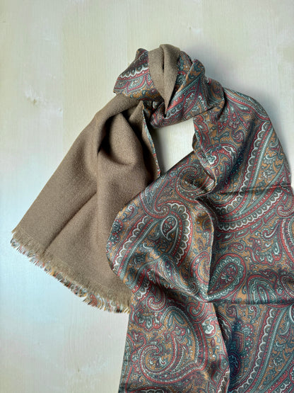 Sciarpa tubolare doppio tessuto in seta e lana