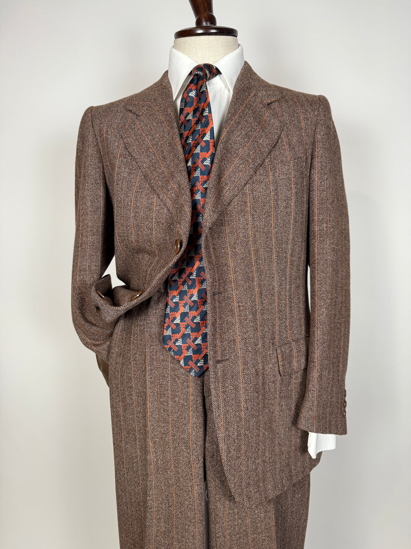 Completo anni ‘70 tweed marrone - tg. 50