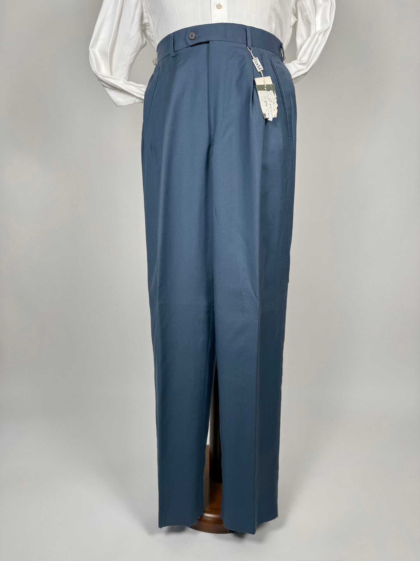 Pantaloni fresco lana verde petrolio anni '80 (NOS) 3 pinces - tg. 46