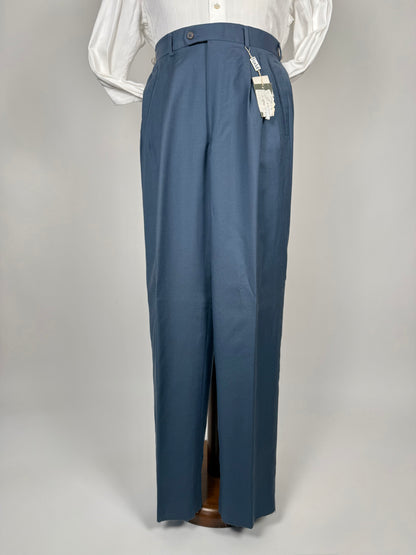 Pantaloni fresco lana verde petrolio anni '80 (NOS) 3 pinces - tg. 46
