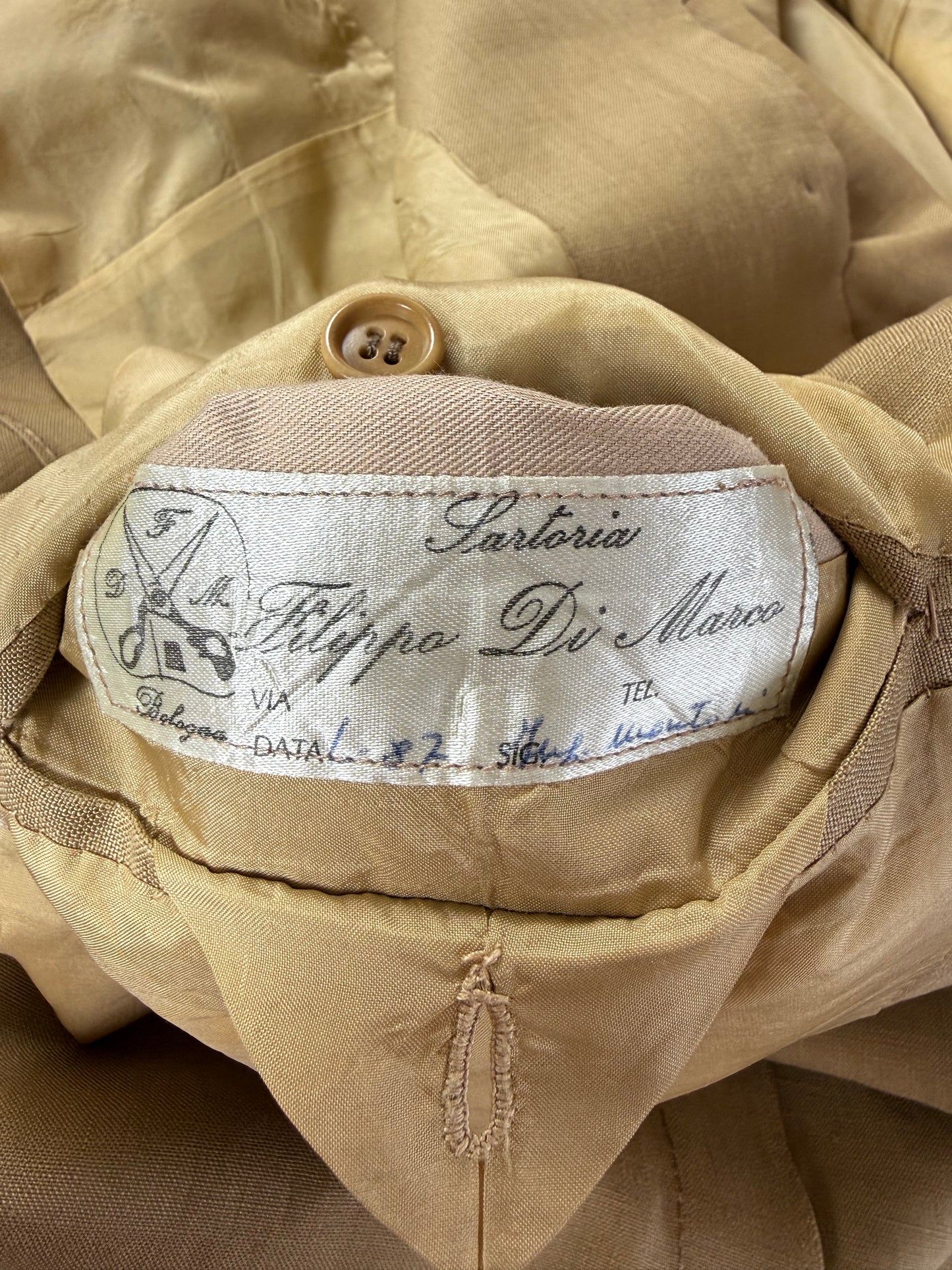 Completo sartoriale F. Di Marco lino irlandese beige - tg. 52 corta