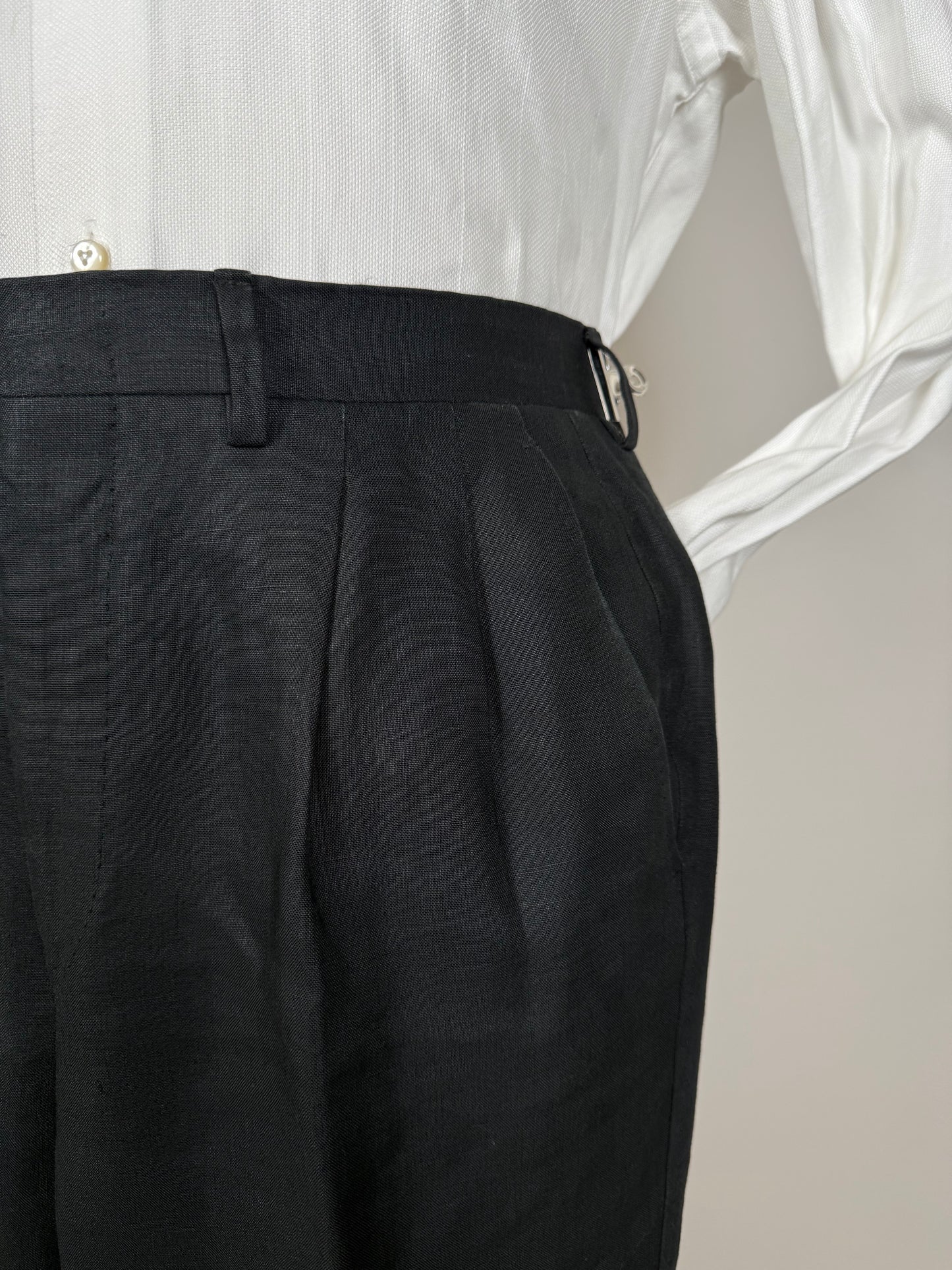 Pantaloni Ermenegildo Zegna anni '80 puro lino nero - tg. 48