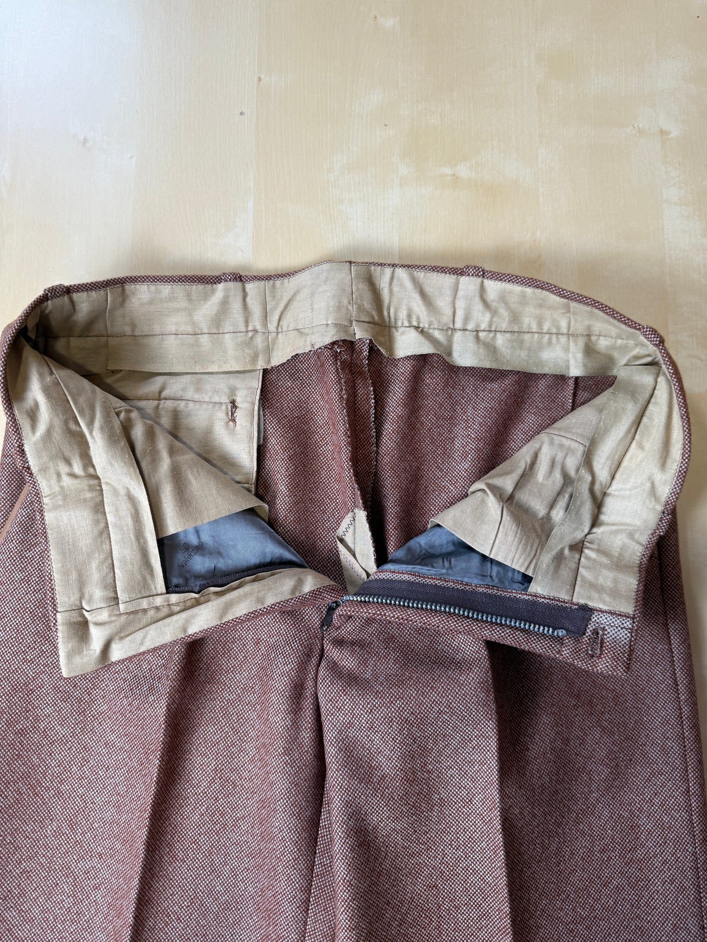 Pantalone sartoriale anni ‘70 in lana pesante rosso ruggine - tg. 44/46