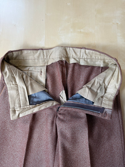 Pantalone sartoriale anni ‘70 in lana pesante rosso ruggine - tg. 44/46