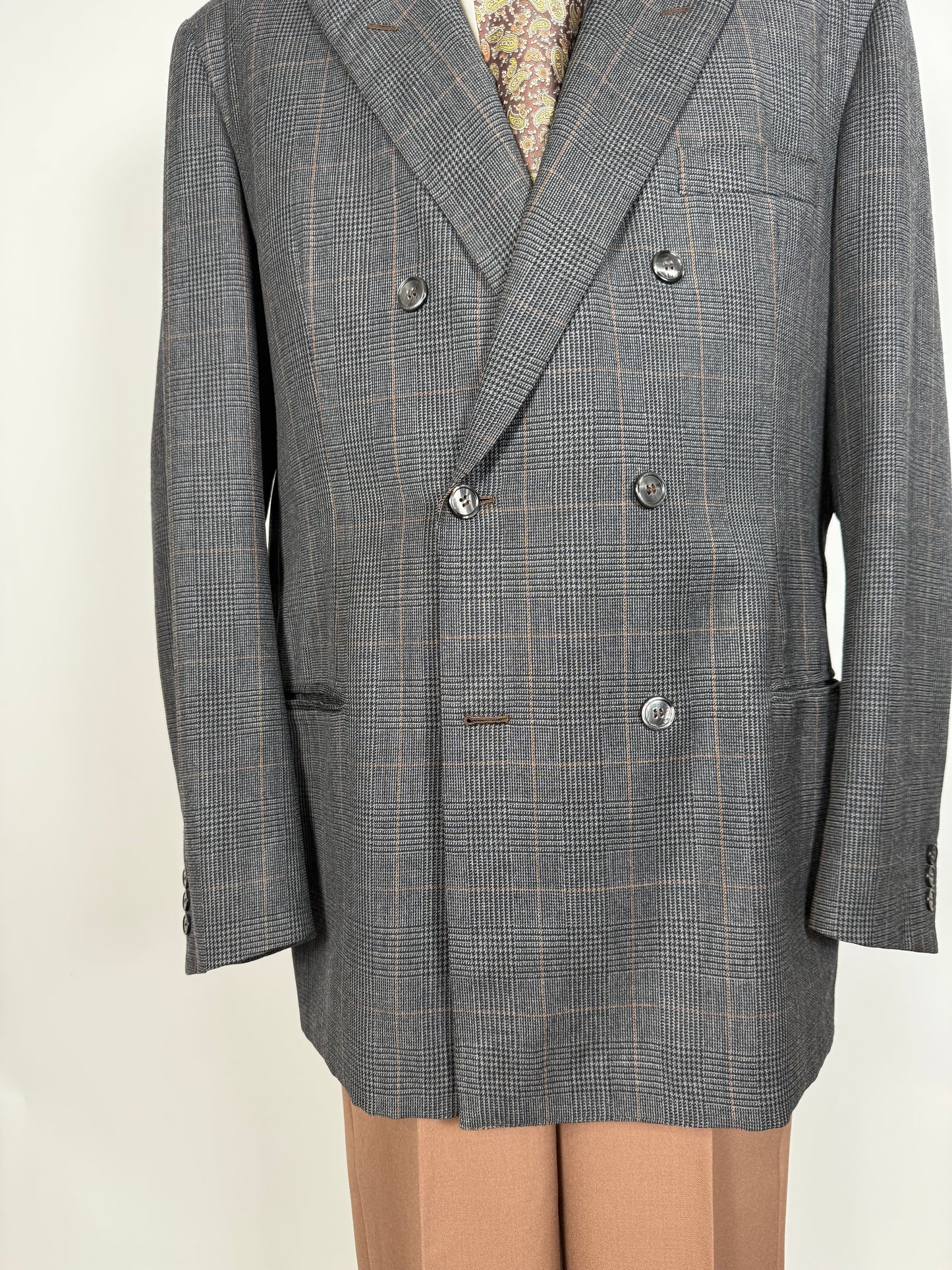 Giacca doppiopetto sartoriale anni ‘60 principe di Galles - tg. 58/60