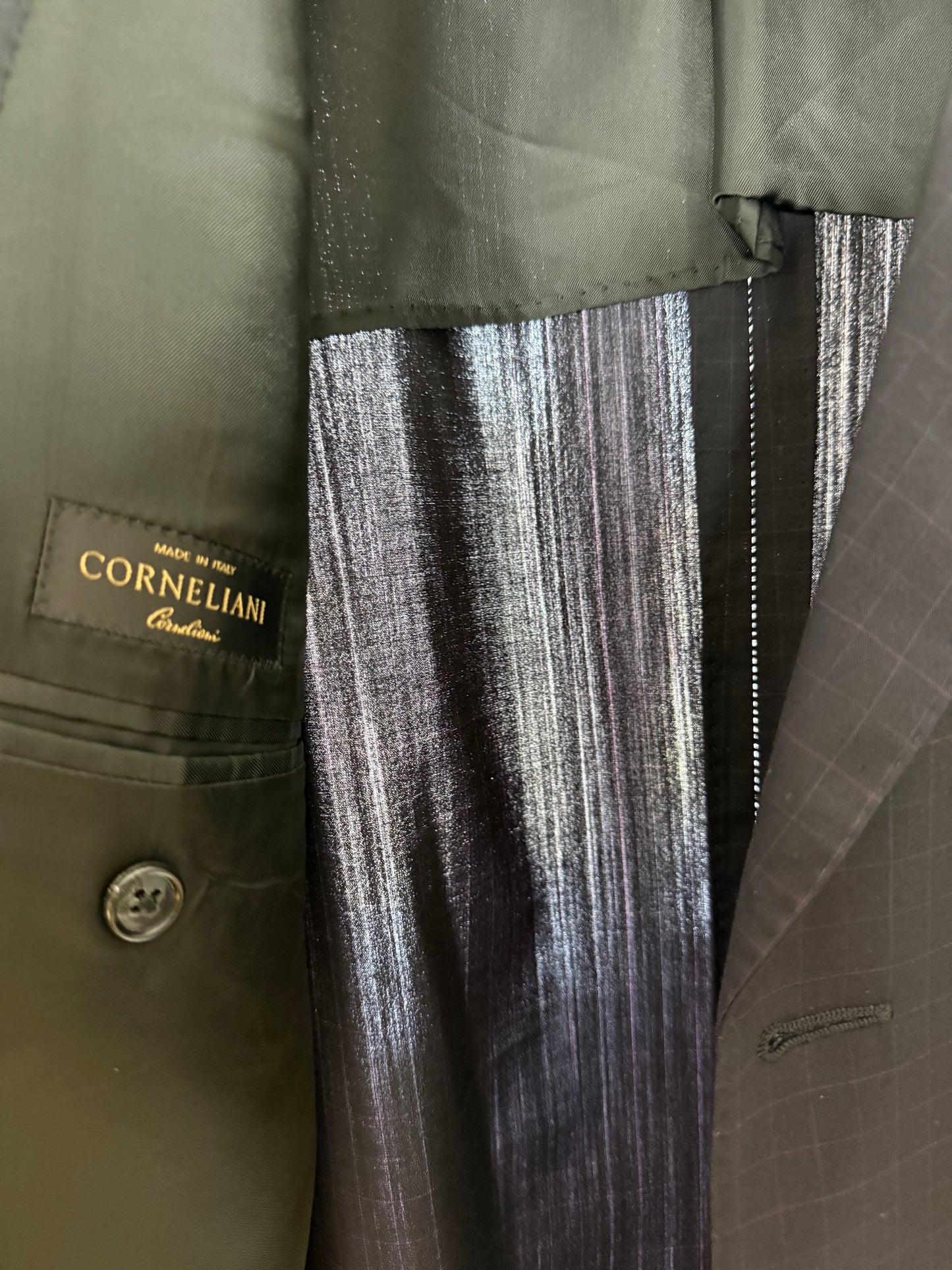 Completo Corneliani fresco lana blu a quadri - tg. 52/54