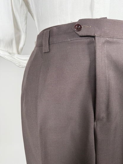 Pantaloni anni ‘80 fresco lana marrone/cachi - tg. 52