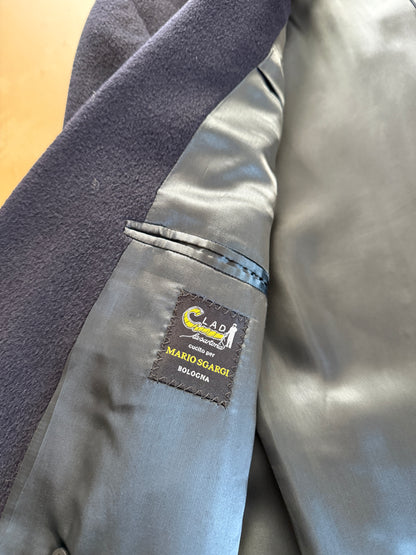 Cappotto in puro cammello blu con soffietto e martingala - tg. 48-52