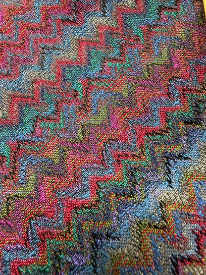 Cravatta Missoni zigzag multicolore viola e blu jacquard