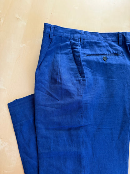 Pantaloni in lino anni '80 blu cobalto - tg. 46