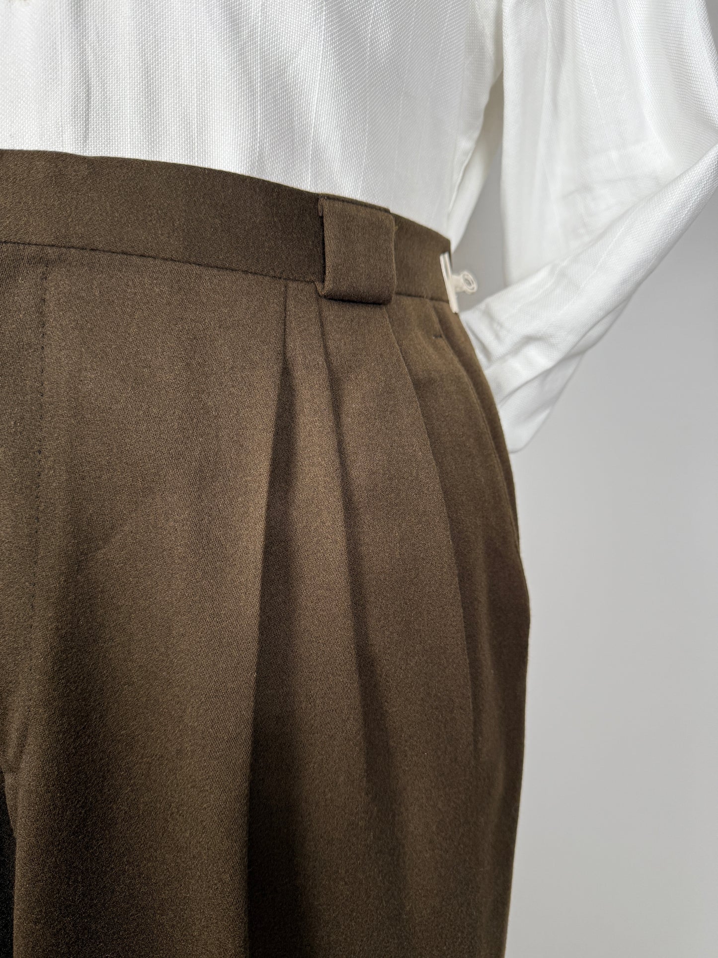 Pantaloni anni ‘80 flanella marrone scuro - tg. 52/54