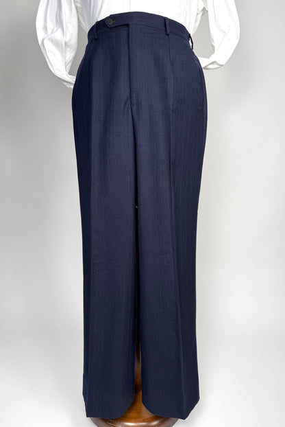 Completo Belvest doppiopetto anni ‘70 flanella blu gessato - tg. 50/52