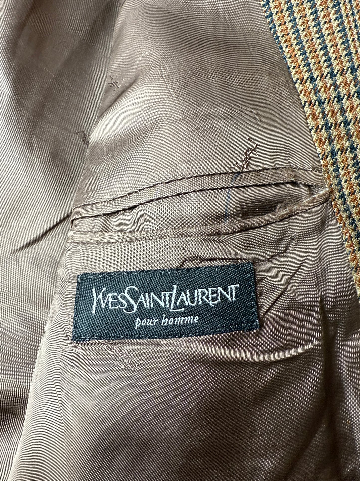 Giacca Yves Saint Laurent anni '80/'90 principe di Galles senape - tg. 54