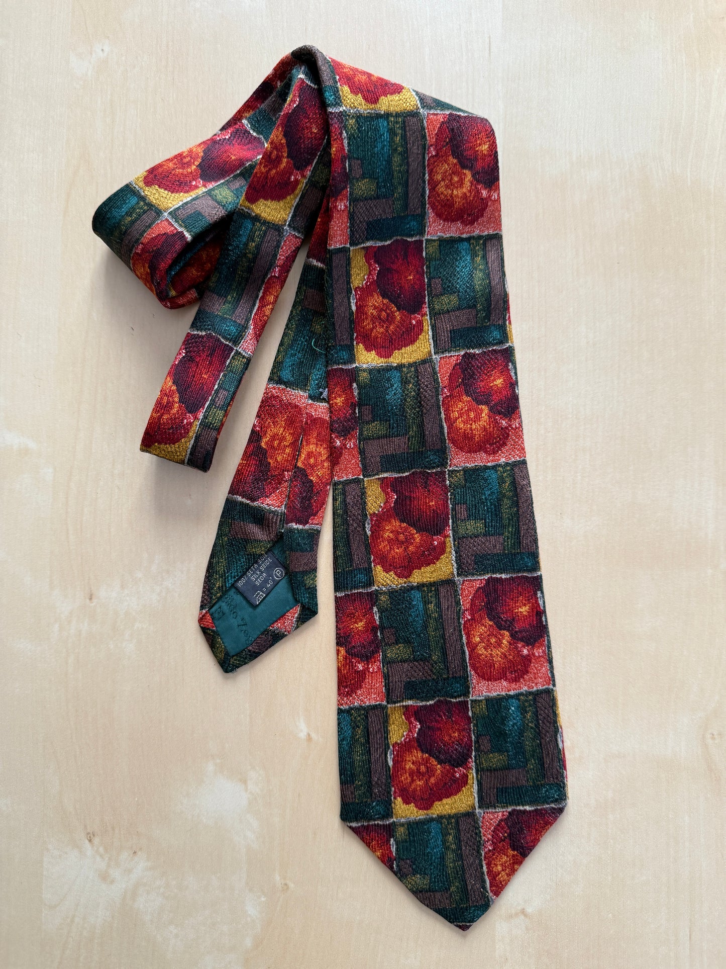 Cravatta Ermenegildo Zegna jacquard geometrico e floreale