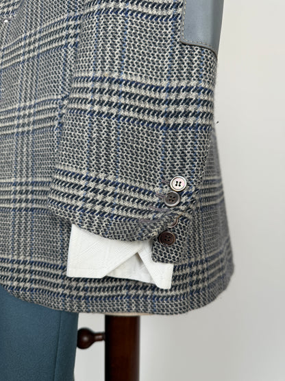 Giacca sportiva sartoriale anni ‘60 puro cashmere inserti in pelle - tg. 42