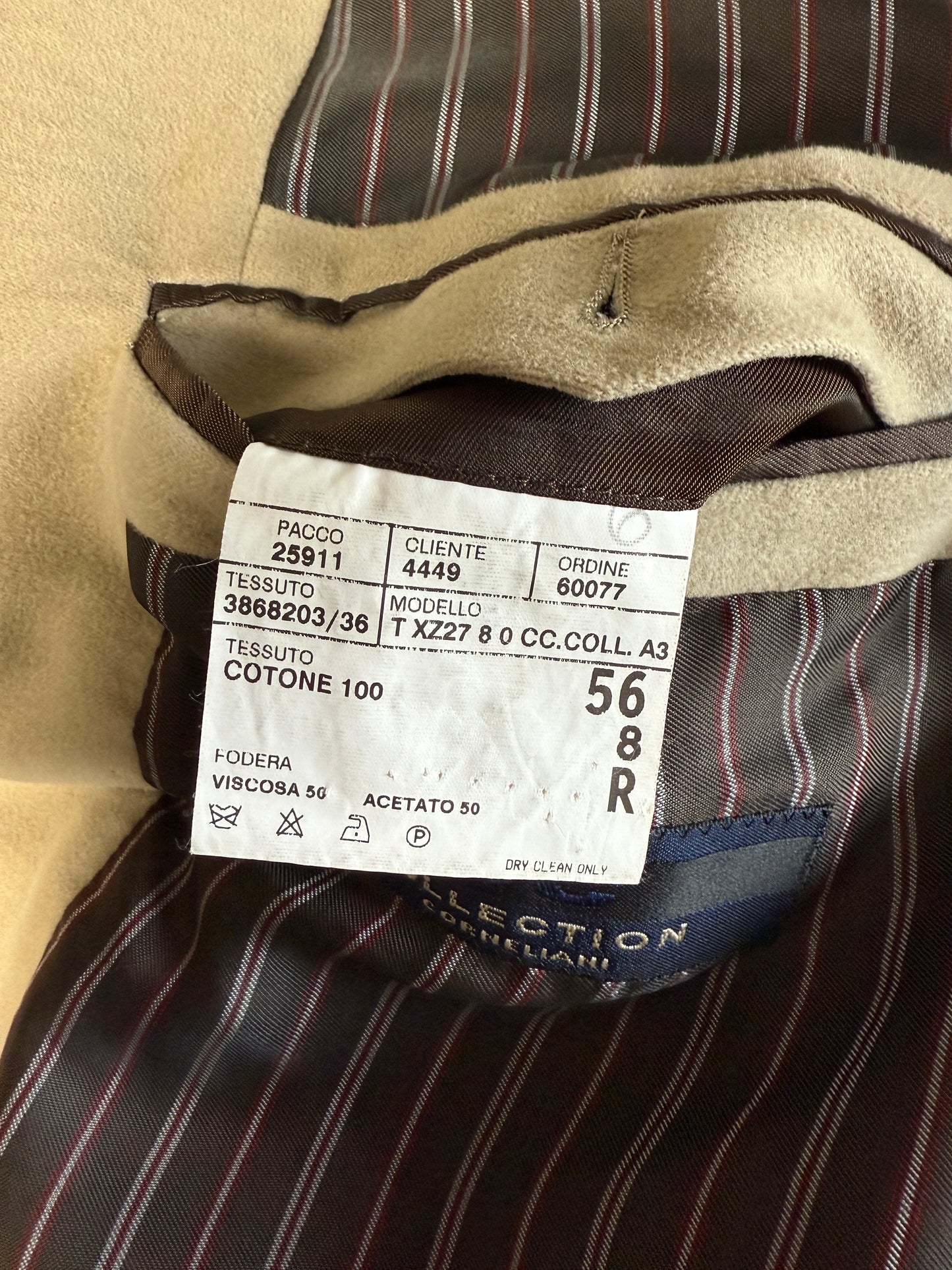 Giacca Corneliani in velluto liscio beige - tg. 54