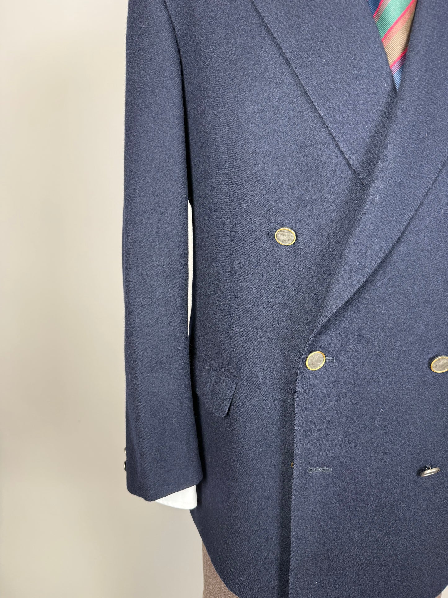 Blazer doppiopetto anni ‘70/‘80 in flanella blu - tg. 54