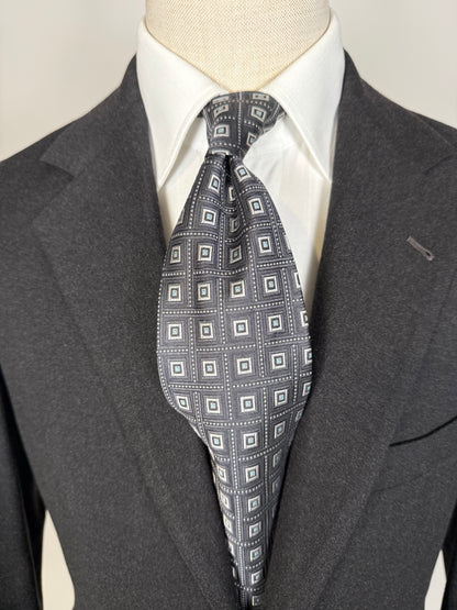 Cravatta Valentino grigia quadrati argento