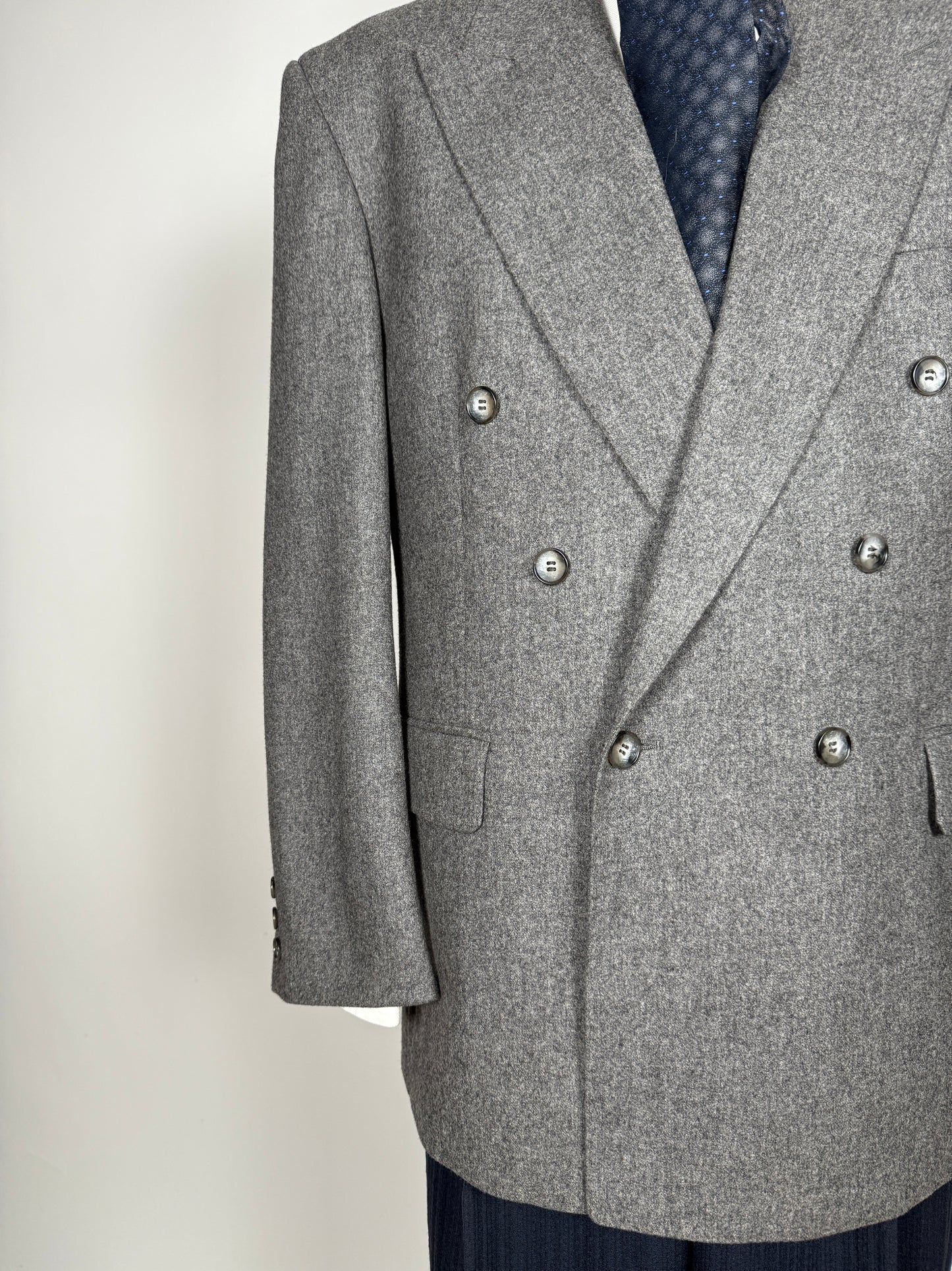 Giacca doppiopetto anni ‘80 flanella grigio medio - tg. 54/56