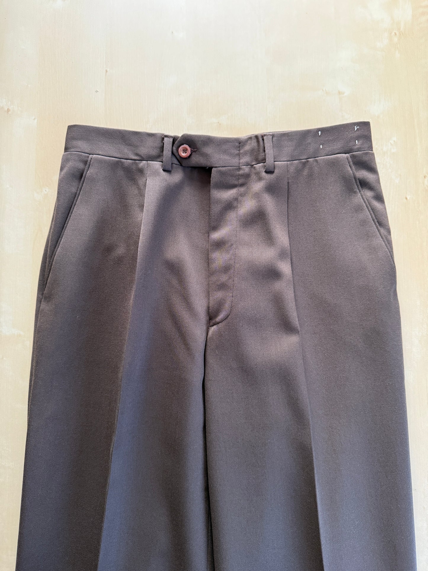 Pantaloni anni ‘70/‘80 twill pettinato marrone - tg. 42/44