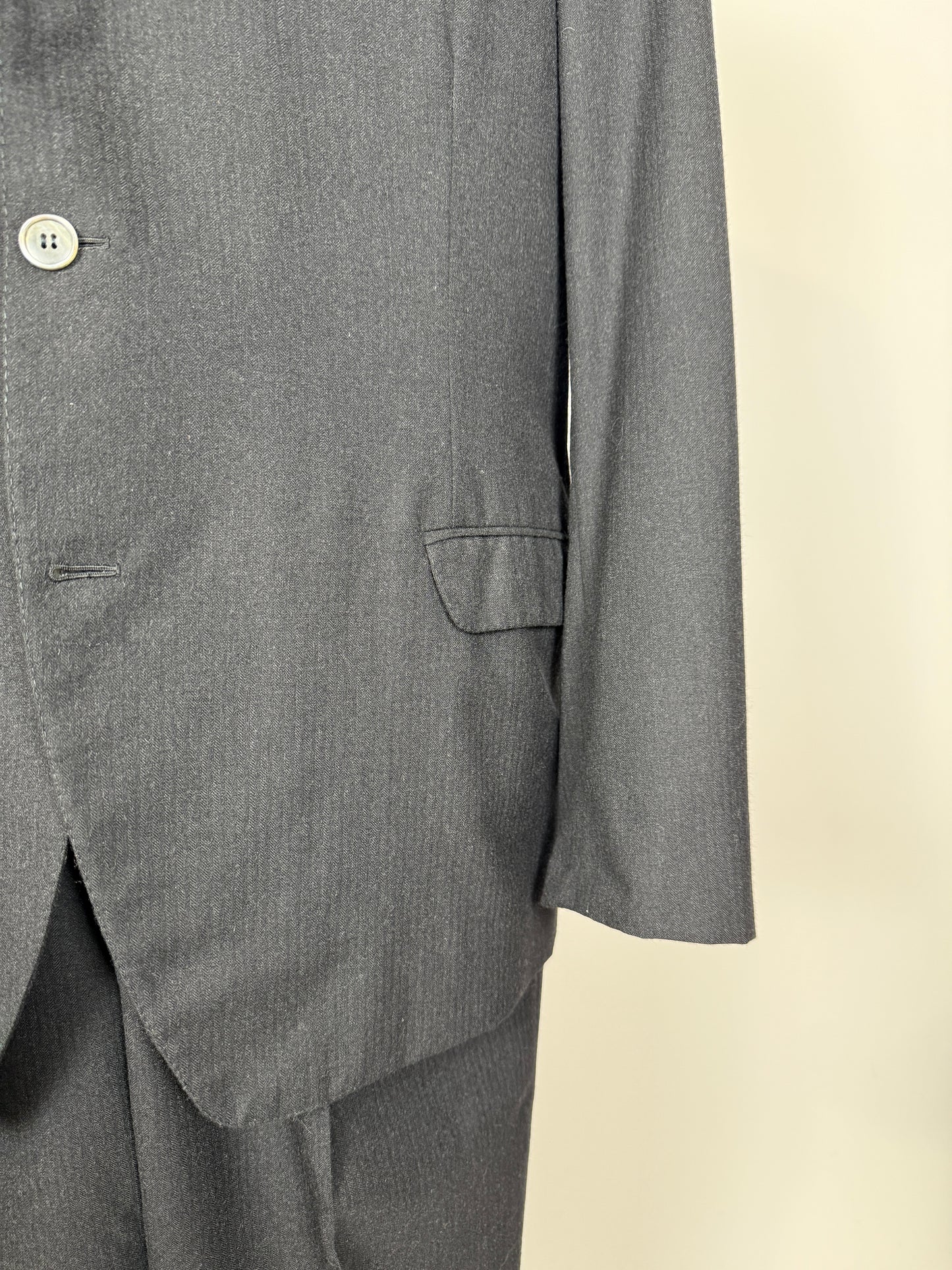 Completo sartoriale anni ‘60 flanella antracite micro spigato - tg. 54