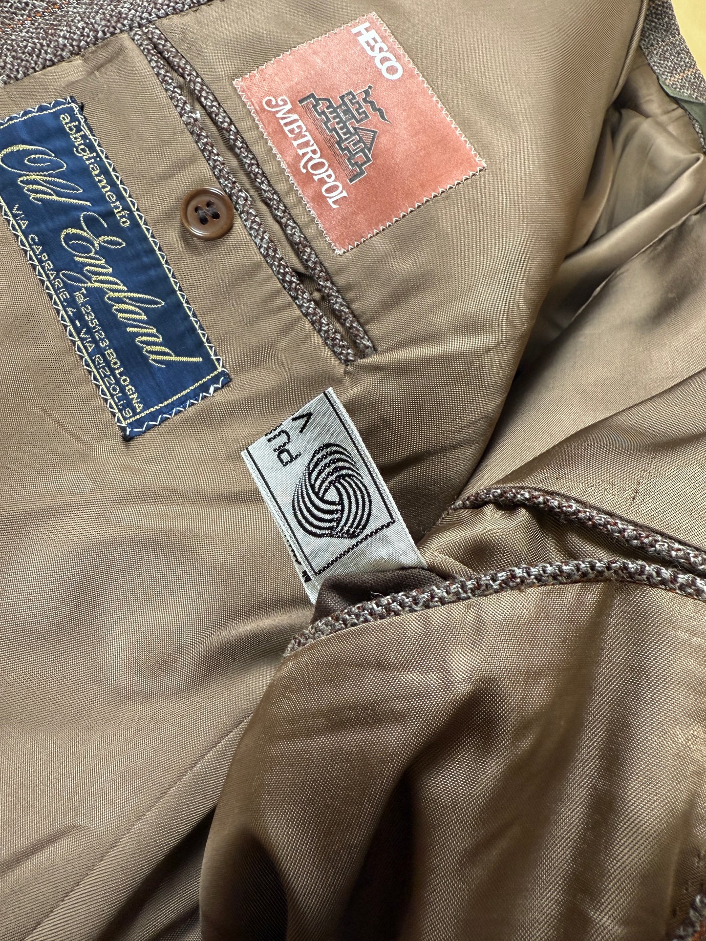 Completo anni ‘70 tweed marrone - tg. 50