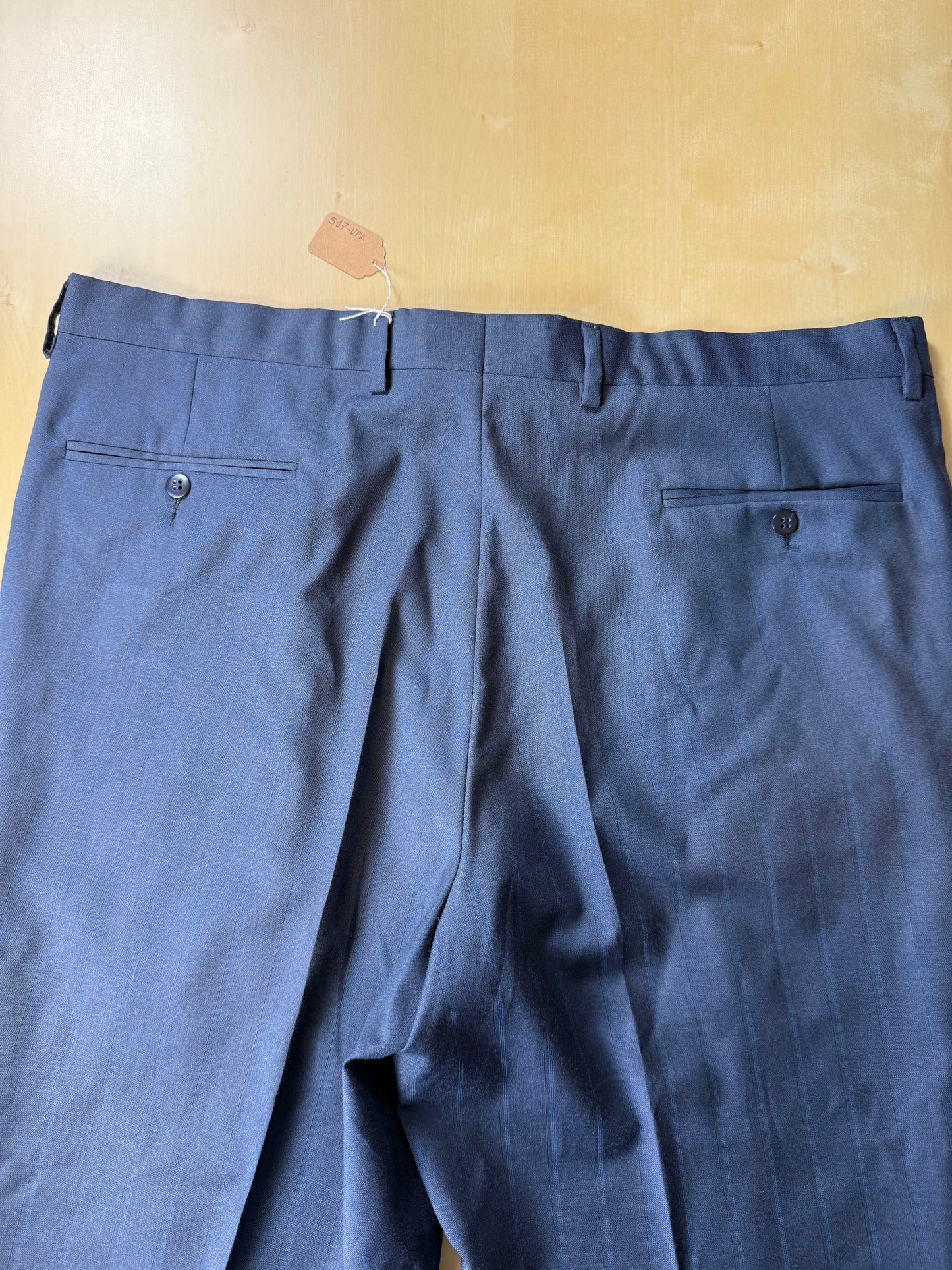 Pantaloni anni '80 fresco lana blu righe tono su tono - tg. 56