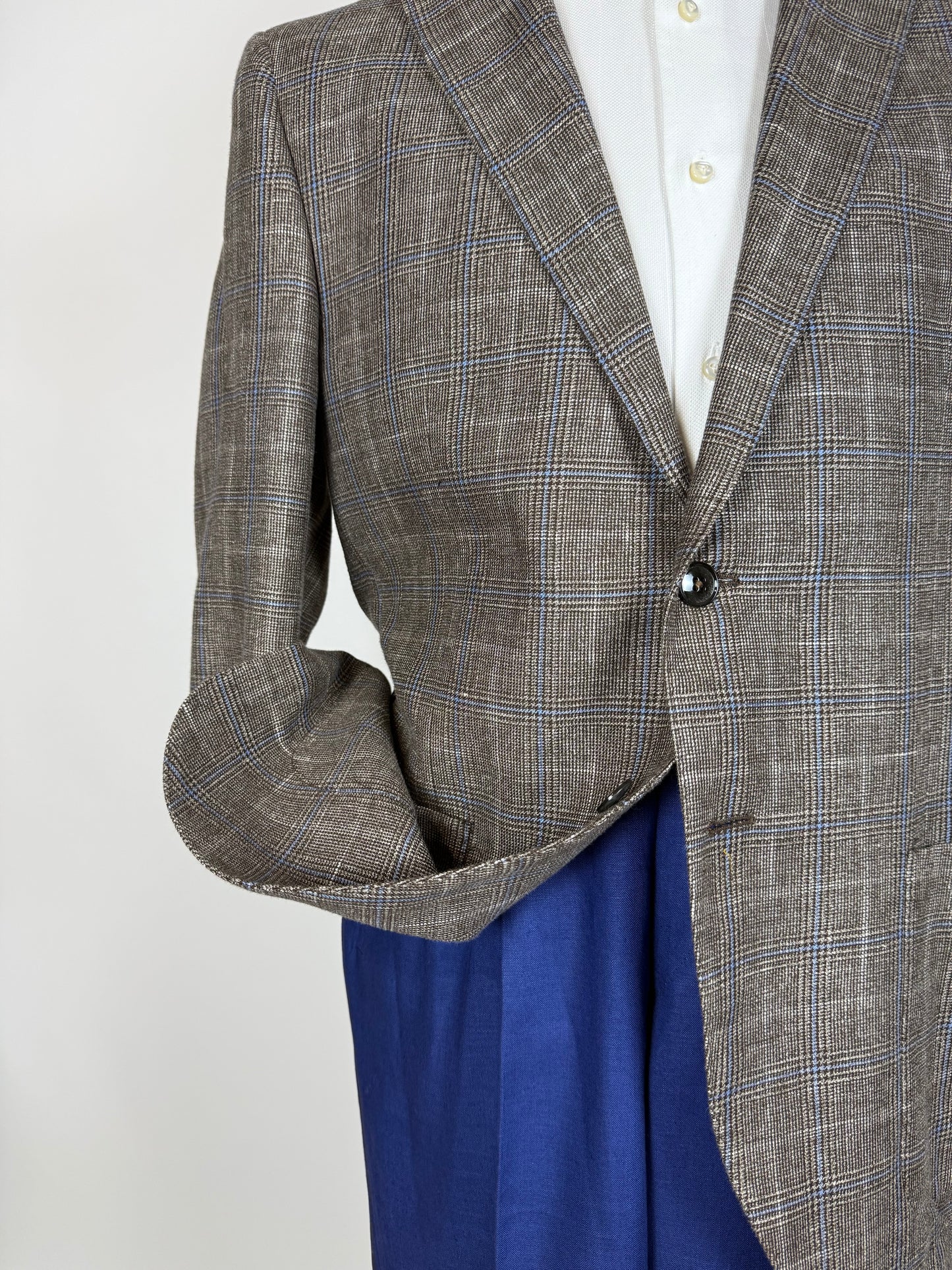 Giacca estiva lino e lana Glen check - tg. 50/52